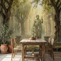 Mythic Statue Peel and Stick Wall Mural, Surreal Ancient Ruins Temple, Abstract Classical Fantasy Art Wallpaper