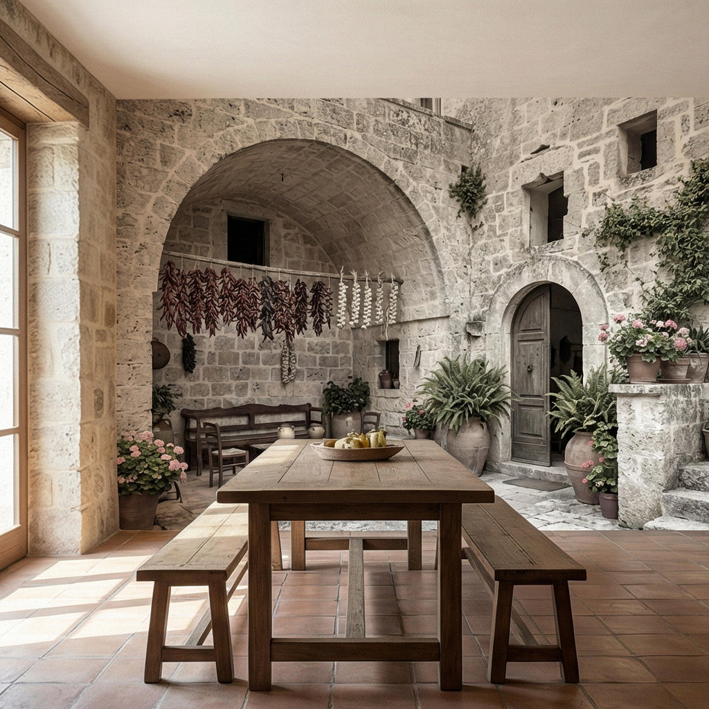 Italian Courtyard Peel and Stick Wall Mural, Rustic Stone Arch Village, Old World Mediterranean Alley, Vintage Italy Wallpaper