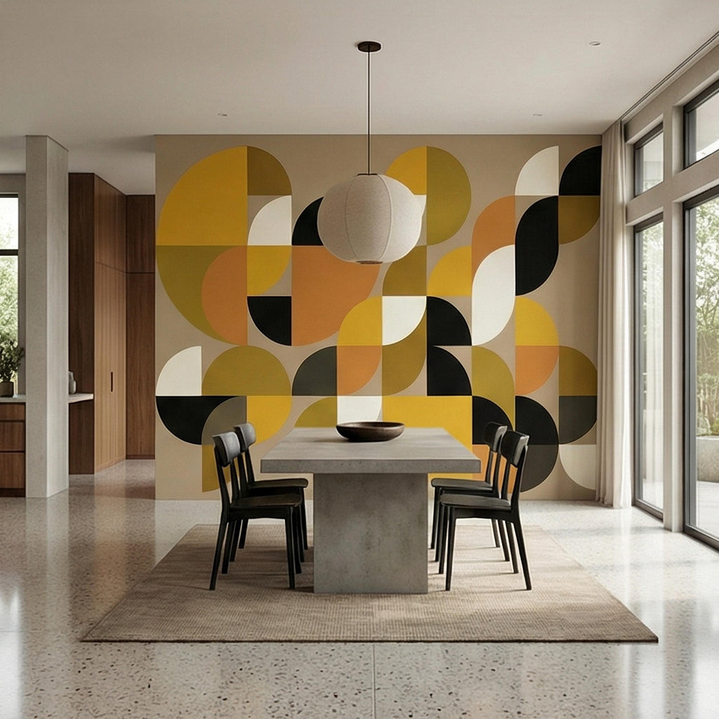 Mid Century Modern Geometric Peel & Stick, Abstract Bauhaus 1970s Arches Motif, Scandinavian Minimalist Modernism, Retro Mod Decor Wallpaper