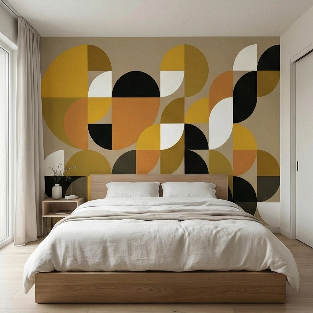 Mid Century Modern Geometric Peel & Stick, Abstract Bauhaus 1970s Arches Motif, Scandinavian Minimalist Modernism, Retro Mod Decor Wallpaper