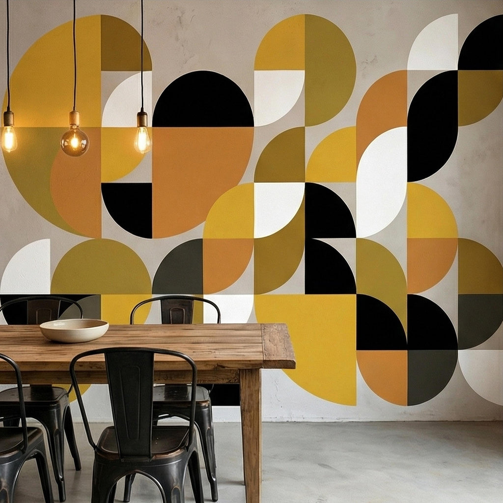 Mid Century Modern Geometric Peel & Stick, Abstract Bauhaus 1970s Arches Motif, Scandinavian Minimalist Modernism, Retro Mod Decor Wallpaper