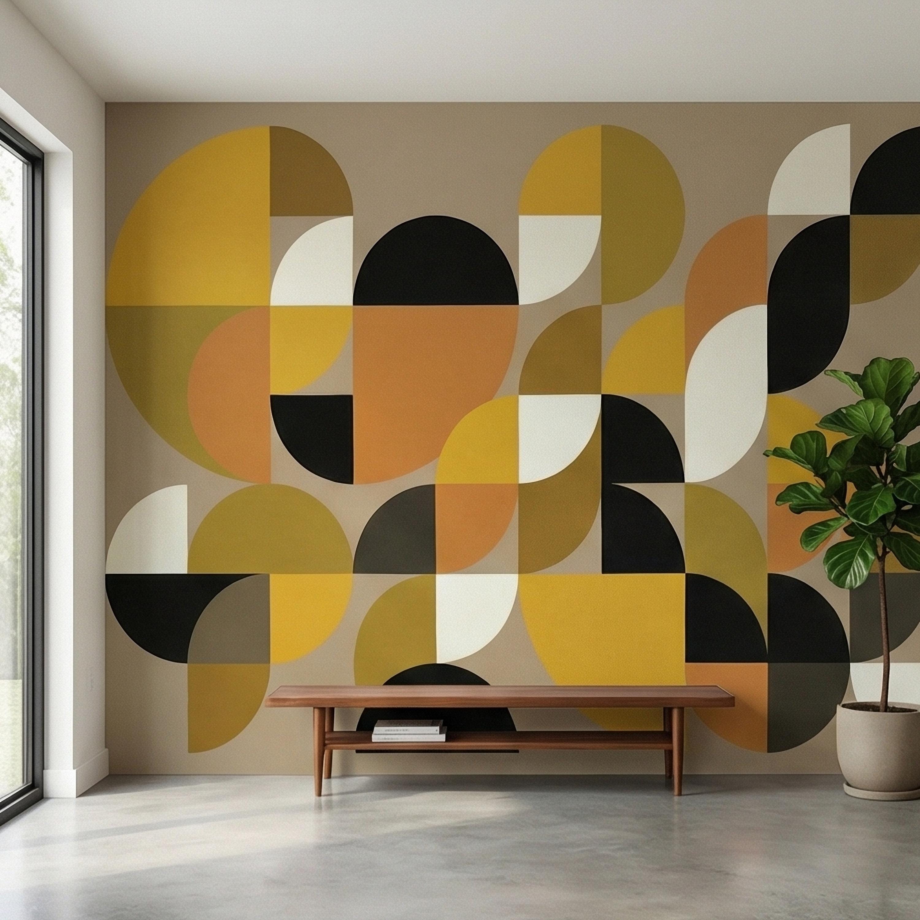 Mid Century Modern Geometric Peel & Stick, Abstract Bauhaus 1970s Arches Motif, Scandinavian Minimalist Modernism, Retro Mod Decor Wallpaper
