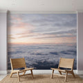 Sunrise Above the Clouds Peel and Stick Wall Mural, Pastel Sky Cloudscape Aerial Landscape, Soft Dreamy Minimal Wallpaper