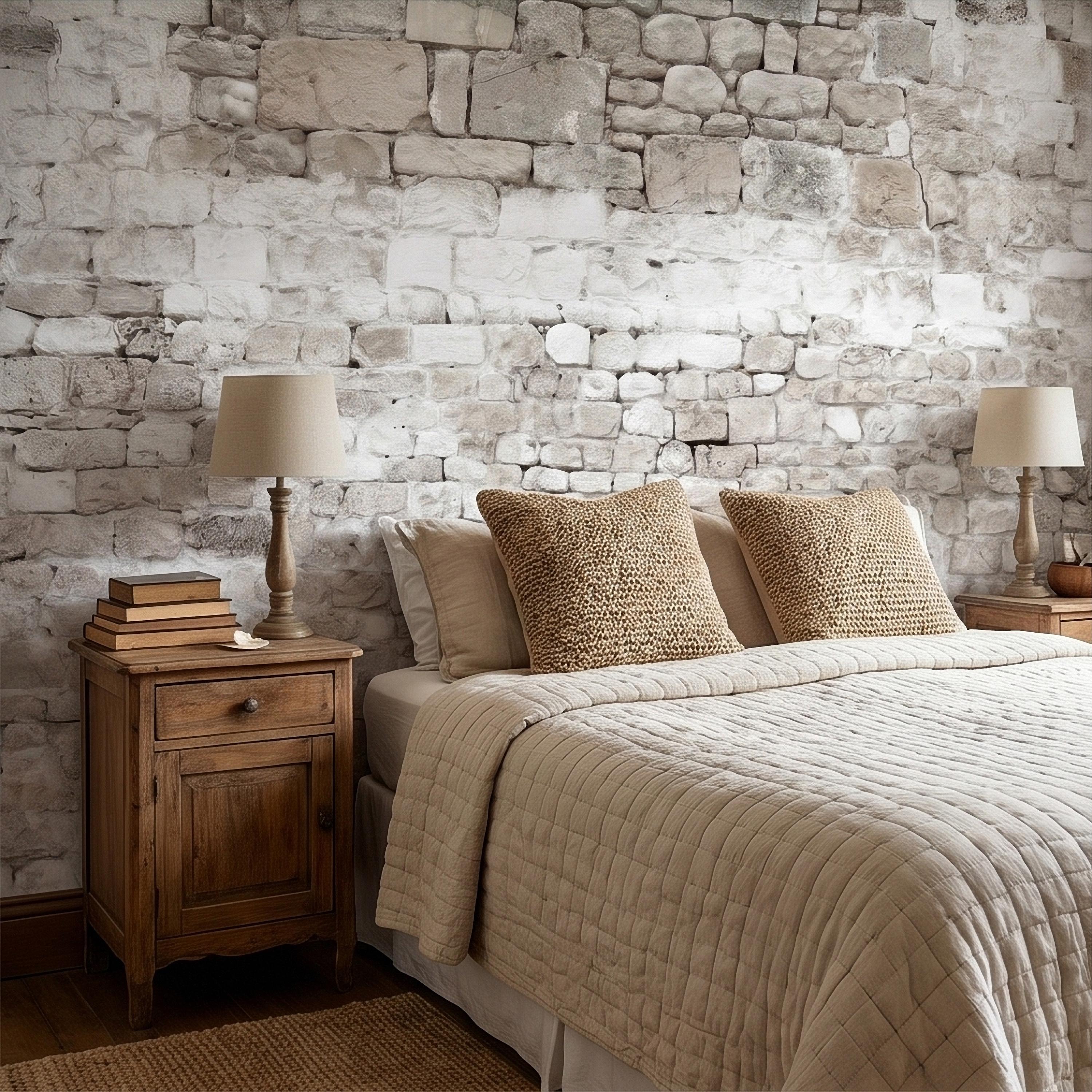 Faux White Brick Peel and Stick Wall Mural, Whitewashed Distressed Exposed Brick Texture, Farmhouse Industrial Loft Backdrop Wallpaper