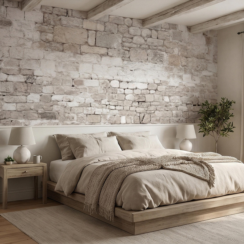 Faux White Brick Peel and Stick Wall Mural, Whitewashed Distressed Exposed Brick Texture, Farmhouse Industrial Loft Backdrop Wallpaper