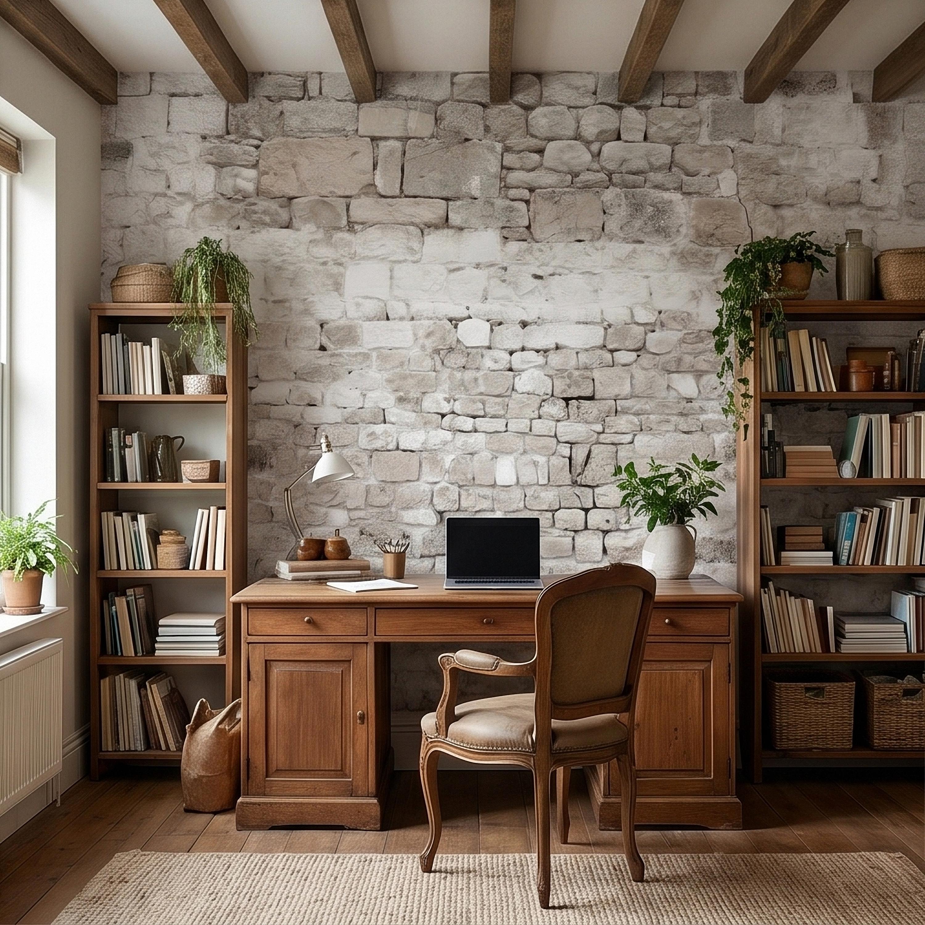 Faux White Brick Peel and Stick Wall Mural, Whitewashed Distressed Exposed Brick Texture, Farmhouse Industrial Loft Backdrop Wallpaper