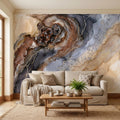 Geode Agate Peel and Stick Wall Mural, Abstract Marble Alcohol Ink Swirl, Faux Crystal Quartz Stone Vein Texture, Modern Boho Wallpaper