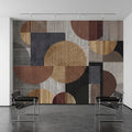 Neutral Geometric Circles Peel and Stick Wall Mural Mid Century Modern Abstract Stripes and Shapes Textured Retro Pattern Minimal Wallpaper