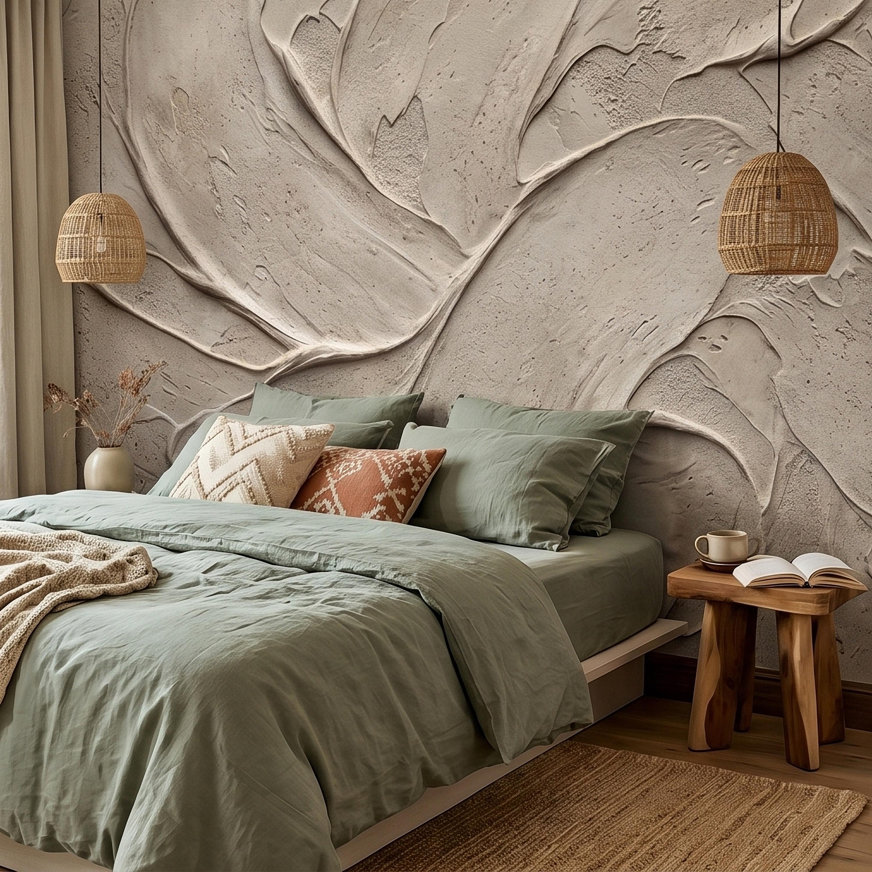 Venetian Plaster Limewash Peel and Stick Wall Mural, Textured Trowel Stroke Faux Stucco Matte Finish in Warm Greige Neutral Modern Wallpaper