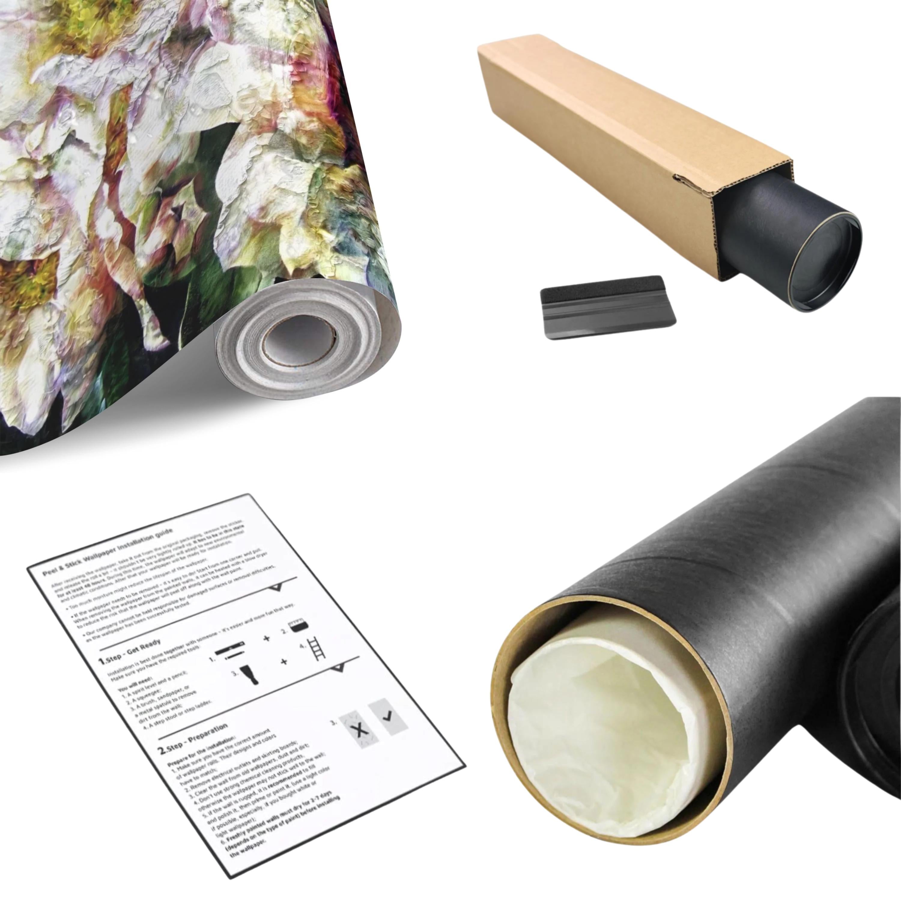 Textured White Peony Floral Peel and Stick Wall Mural, Dark Romantic Botanical Close Up, Vintage Oil Painting Style Flowers Wallpaper