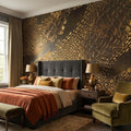 Gold Croc Abstract Peel and Stick Wall Mural, Luxury Textured Pattern, Modern Glam Crocodile Scale Wallpaper