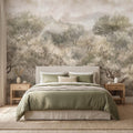 Olive Tree Peel and Stick Wall Mural, Misty Mediterranean Grove, Painterly Ancient Olive Orchard Rustic Countryside Wallpaper