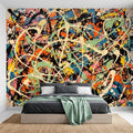Abstract Paint Splatter Peel and Stick Wall Mural, Colorful Drip Composition, Expressionist Action Painting Modern Wallpaper