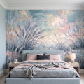 Watercolor Pampas Grass Peel and Stick Wall Mural, Soft Pastel Meadow, Dreamy Botanical Landscape Neutral Wallpaper