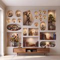 3D Decorative Wall Niches Peel and Stick Wall Mural, Built In Alcoves Illuminated Display Shelves Architectural Trompe l'Oeil Wallpaper
