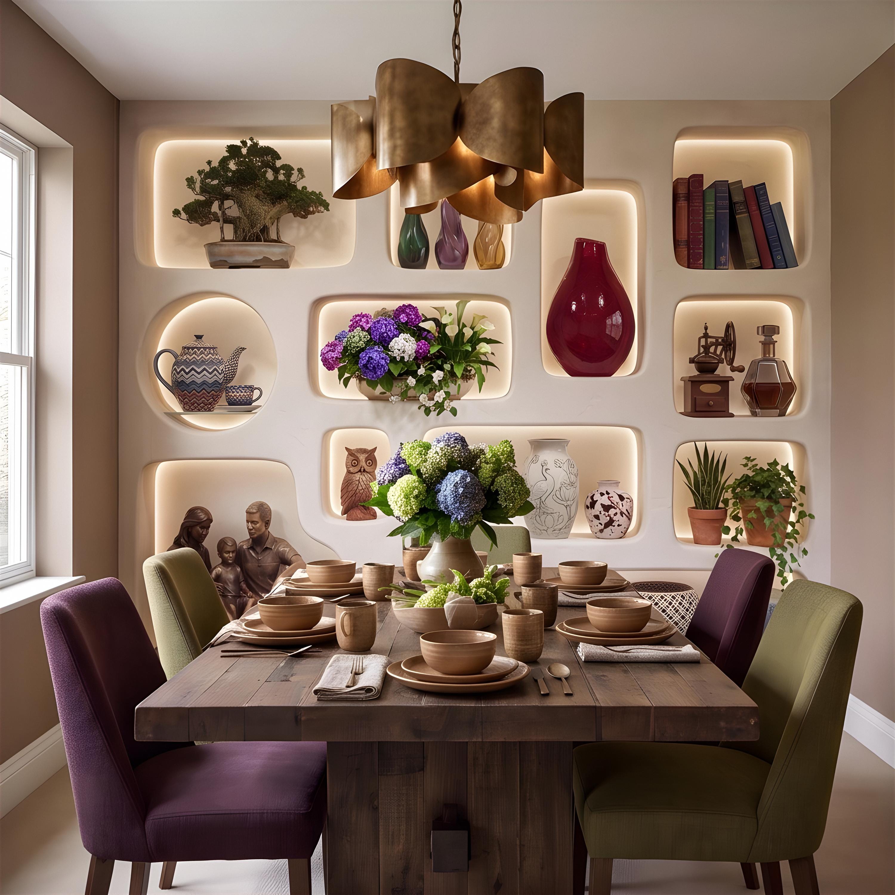 3D Illuminated Wall Niches Peel and Stick Wall Mural, Decorative Built In Alcoves, Sculptural Display Shelves Trompe l'Oeil Wallpaper