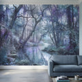 Enchanted Forest Peel and Stick Wall Mural, Misty Woodland Stream, Ethereal Fantasy Landscape, Watercolor Nature Wallpaper