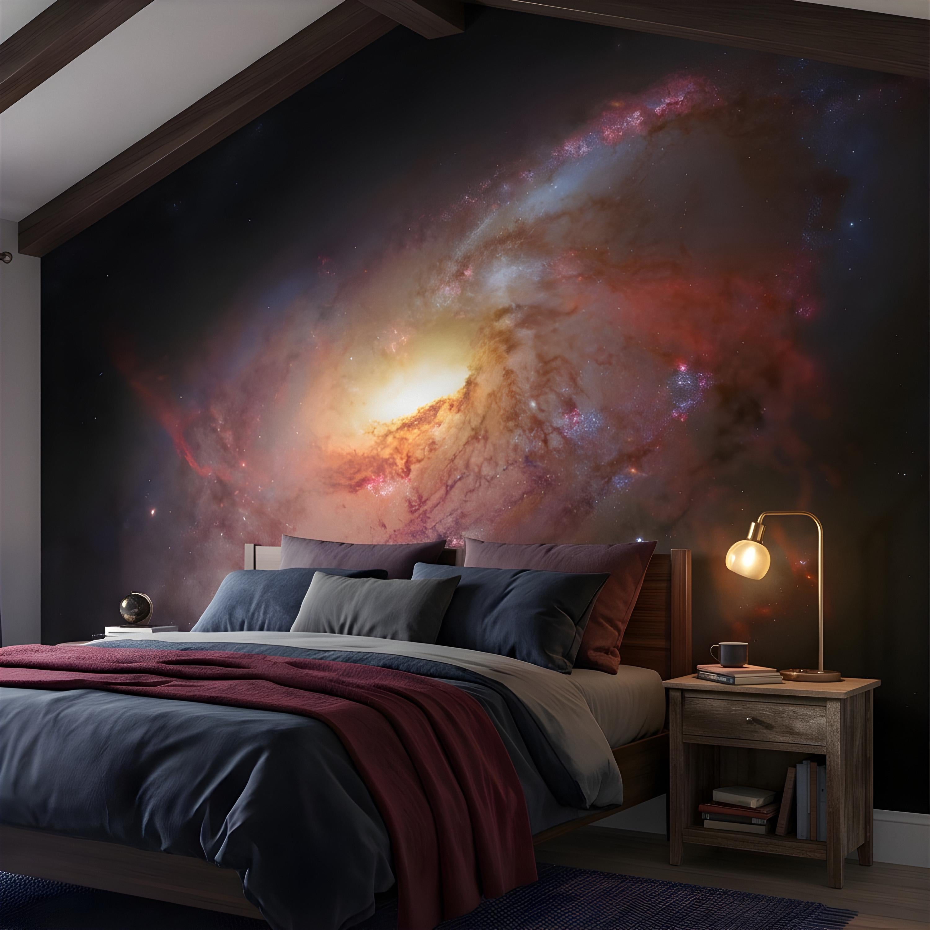 Spiral Galaxy Peel and Stick Wall Mural, Deep Space Nebula, Cosmic Universe Stars Celestial Astronomy Wallpaper