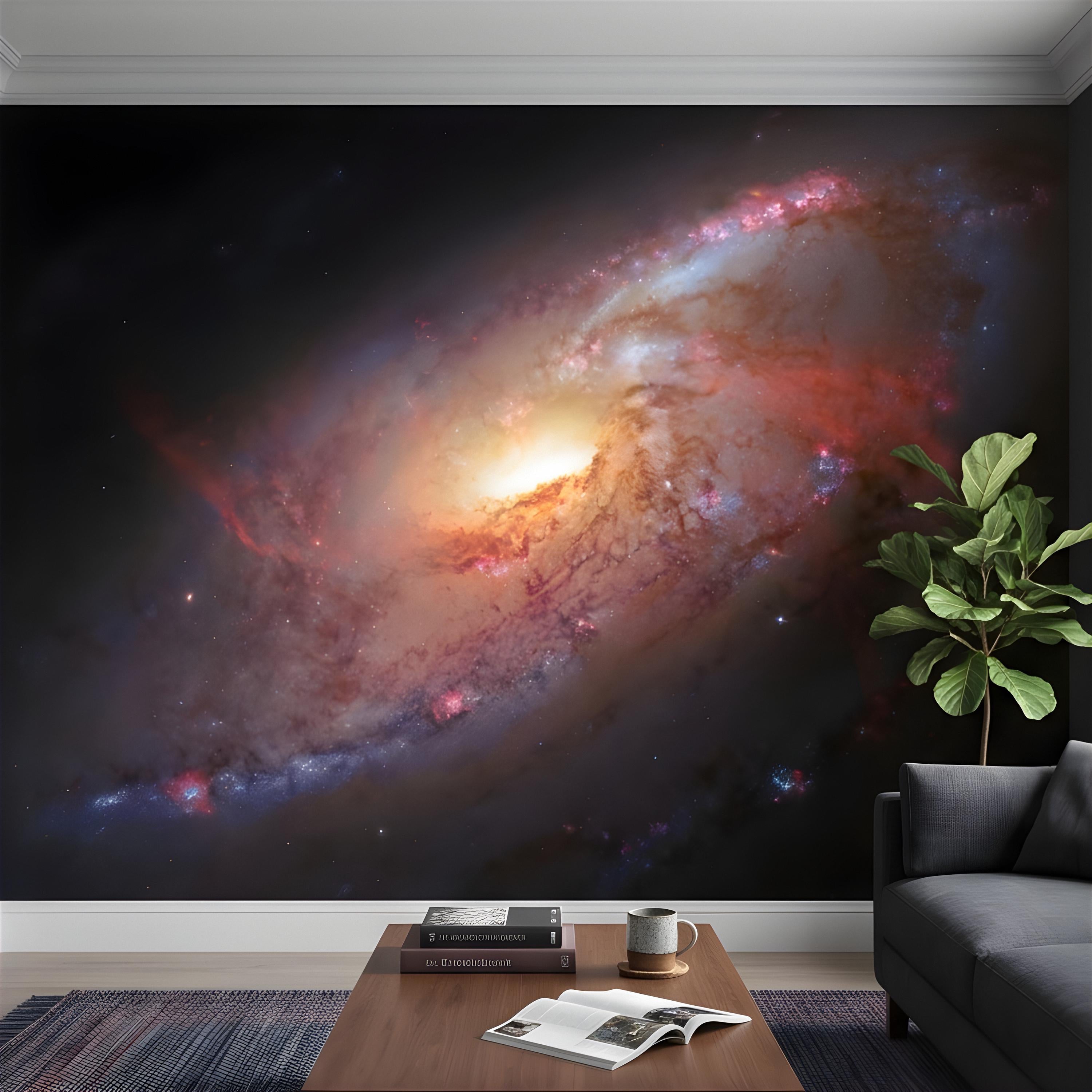 Spiral Galaxy Peel and Stick Wall Mural, Deep Space Nebula, Cosmic Universe Stars Celestial Astronomy Wallpaper