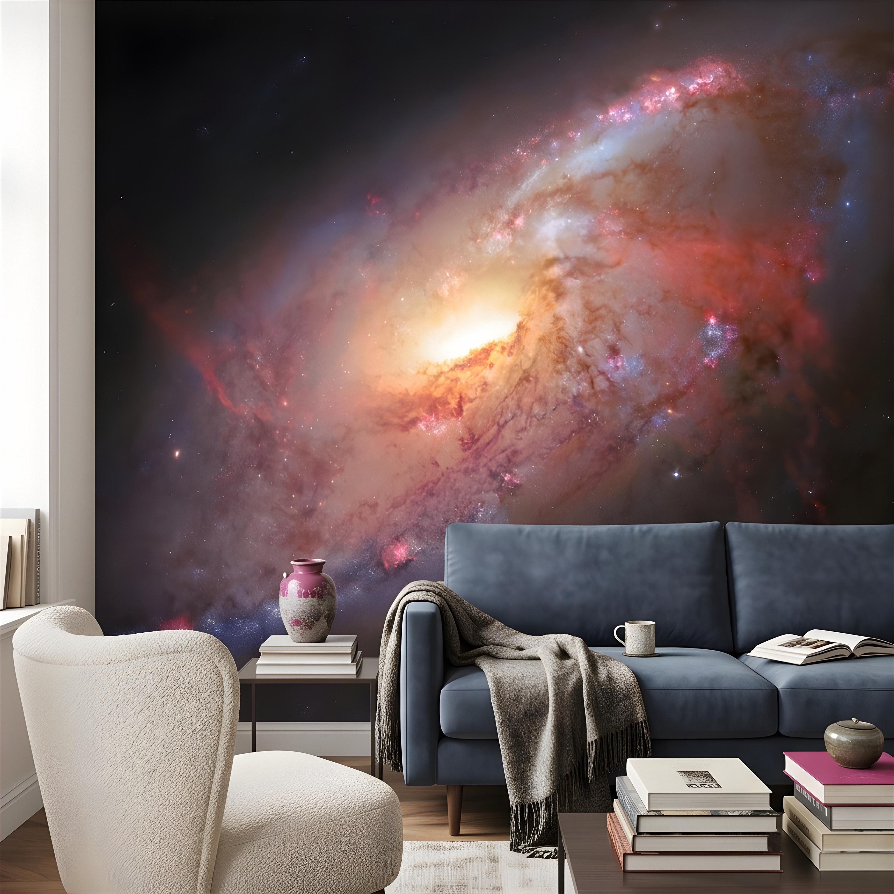 Spiral Galaxy Peel and Stick Wall Mural, Deep Space Nebula, Cosmic Universe Stars Celestial Astronomy Wallpaper