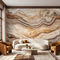 Onyx Marble Peel and Stick Wall Mural, Natural Stone Veining, Luxury Beige Agate Texture Elegant Mineral Wallpaper