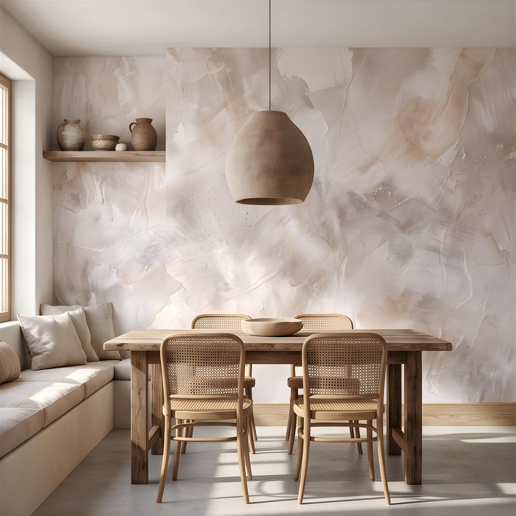 Lime Wash Peel and Stick Wall Mural, Roman Clay Plaster Texture, Soft Neutral Mineral Finish Luxury Textured Wallpaper