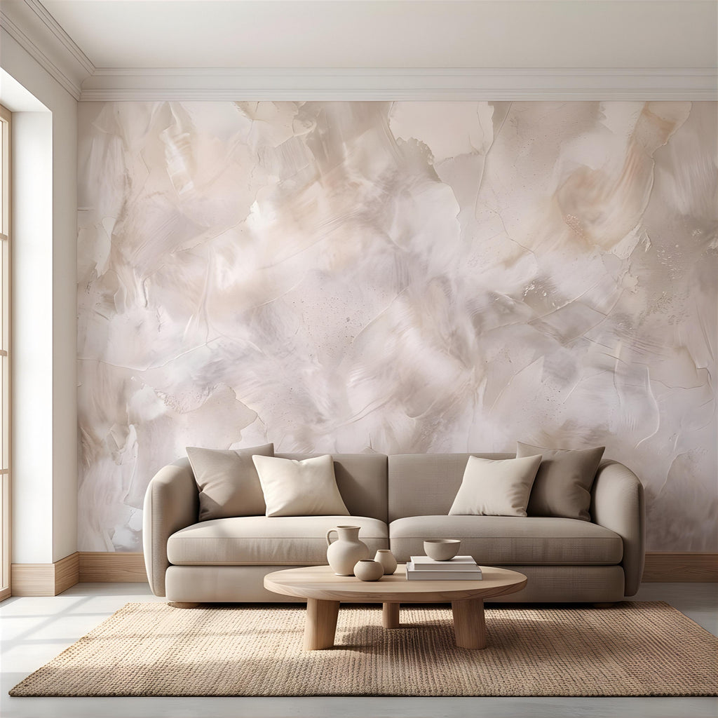 Lime Wash Peel and Stick Wall Mural, Roman Clay Plaster Texture, Soft Neutral Mineral Finish Luxury Textured Wallpaper