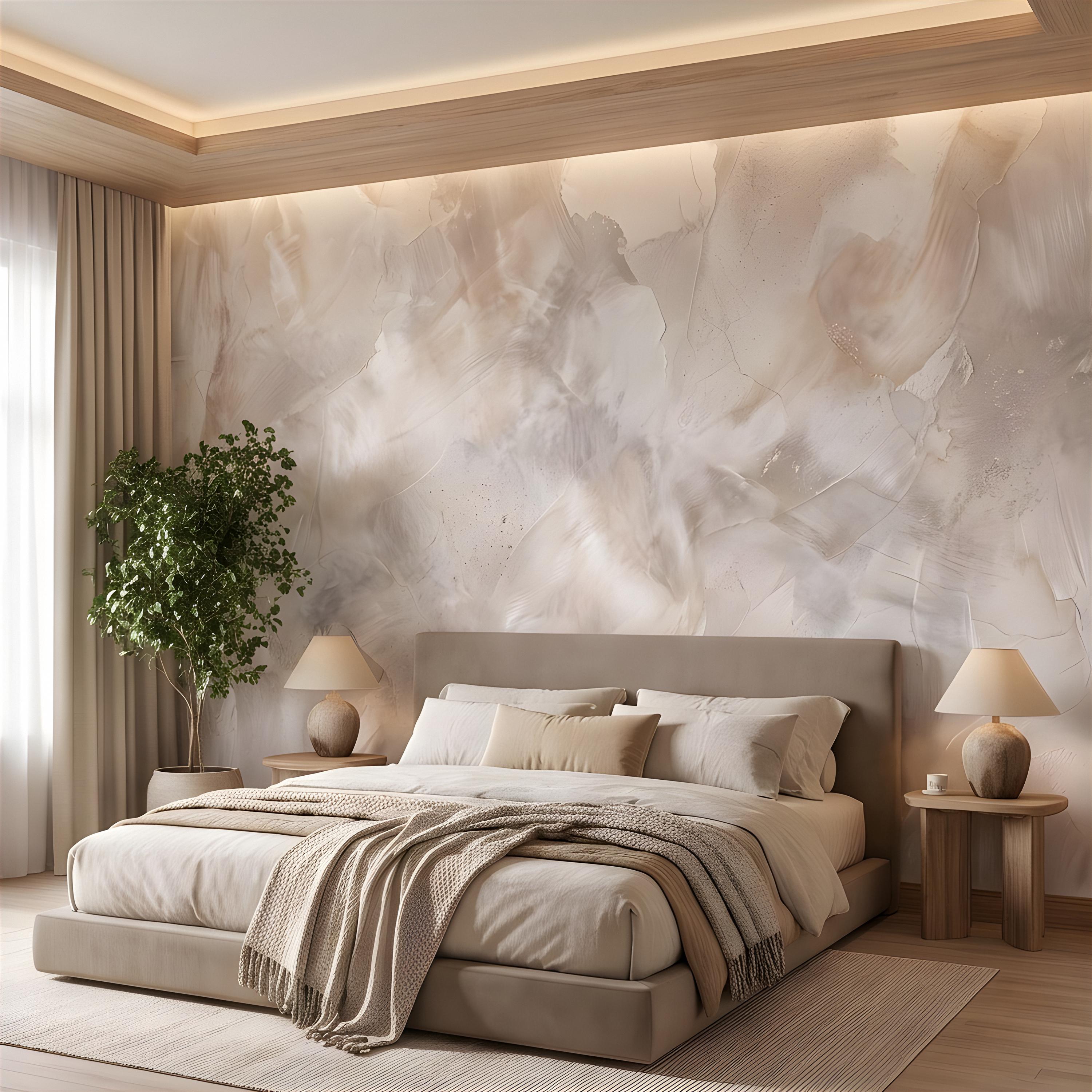 Lime Wash Peel and Stick Wall Mural, Roman Clay Plaster Texture, Soft Neutral Mineral Finish Luxury Textured Wallpaper
