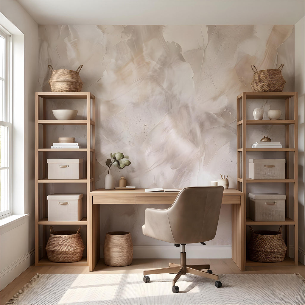Lime Wash Peel and Stick Wall Mural, Roman Clay Plaster Texture, Soft Neutral Mineral Finish Luxury Textured Wallpaper