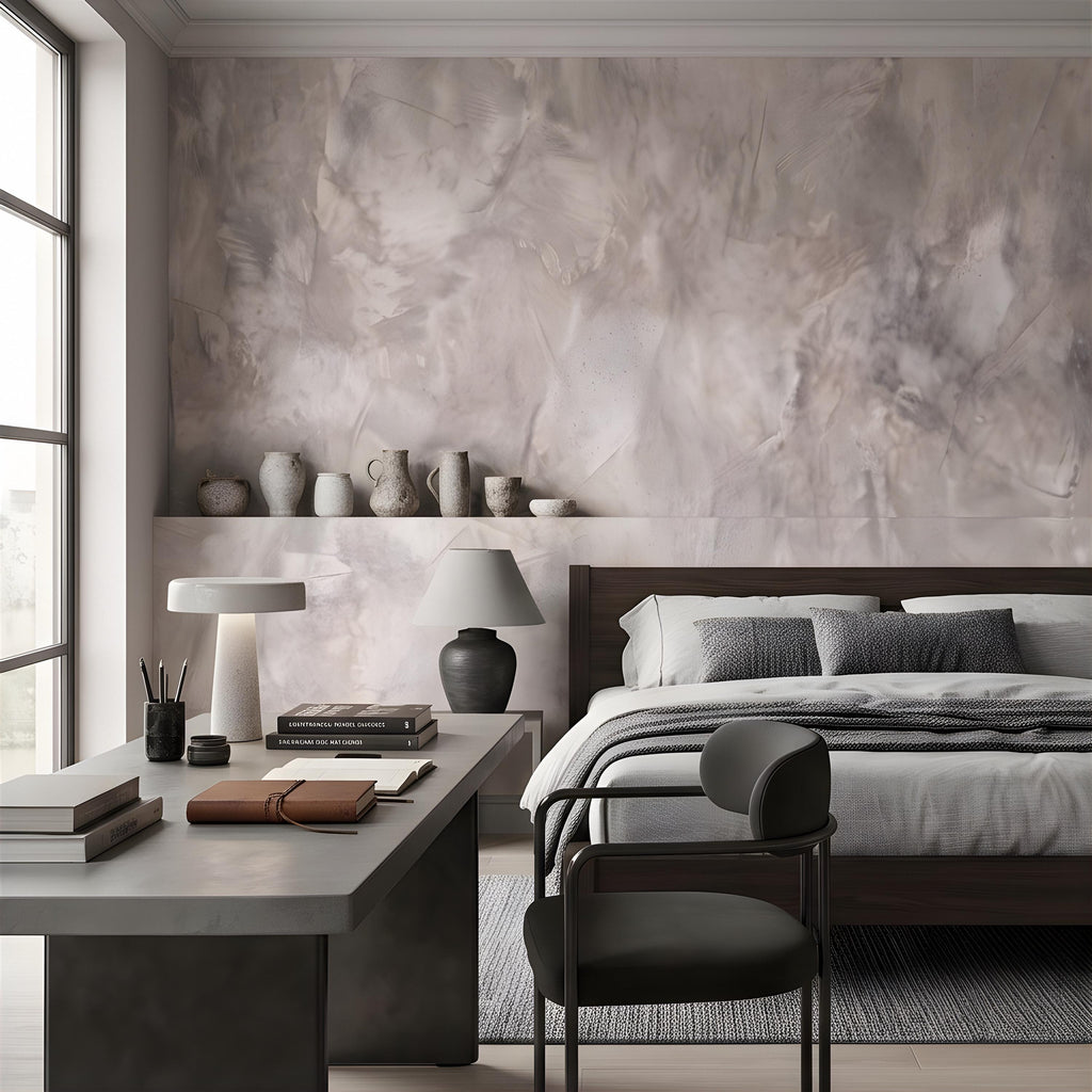 Concrete Microcement Peel and Stick Wall Mural, Raw Architectural Plaster Texture, Minimalist Cement Finish Contemporary Wallpaper