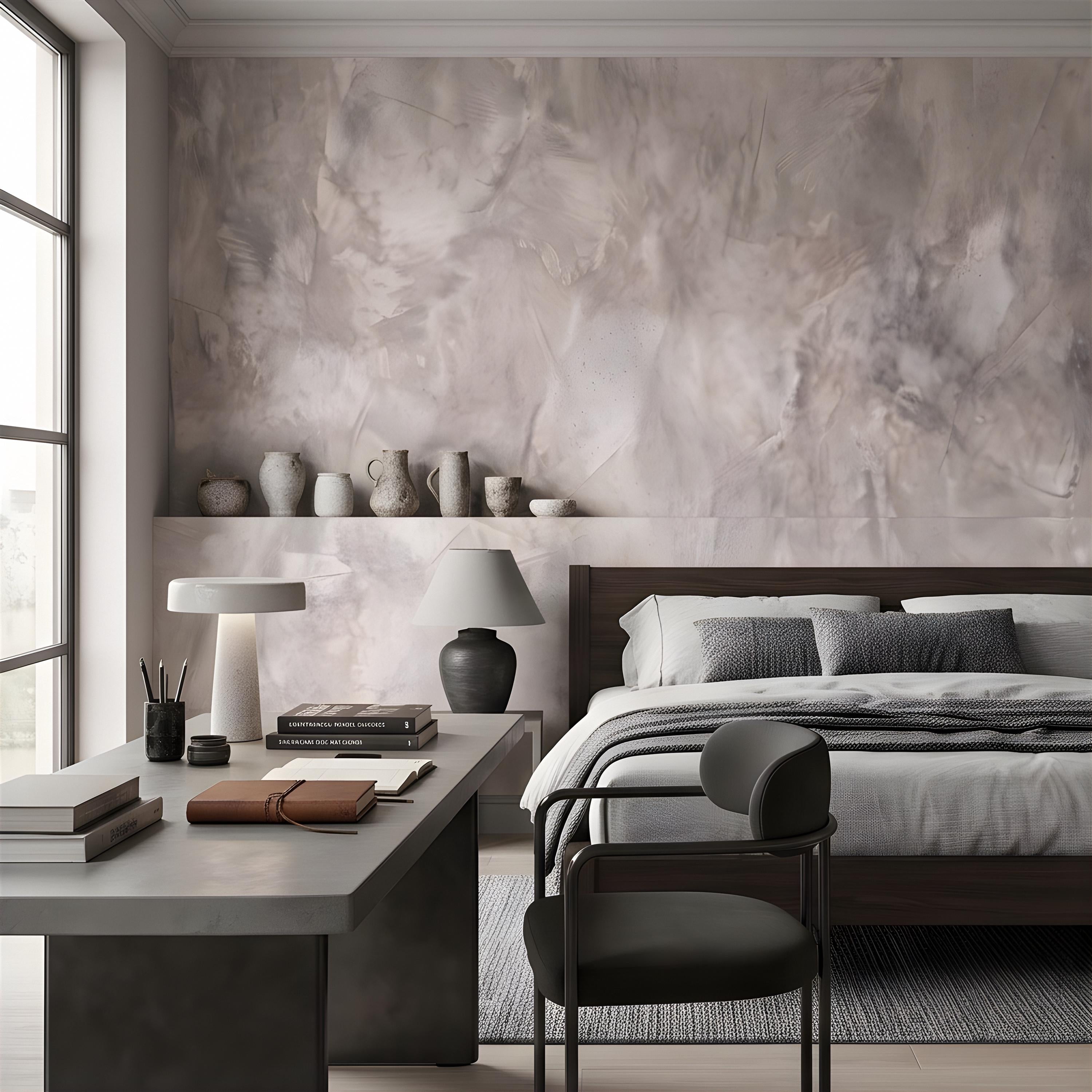 Concrete Microcement Peel and Stick Wall Mural, Raw Architectural Plaster Texture, Minimalist Cement Finish Contemporary Wallpaper