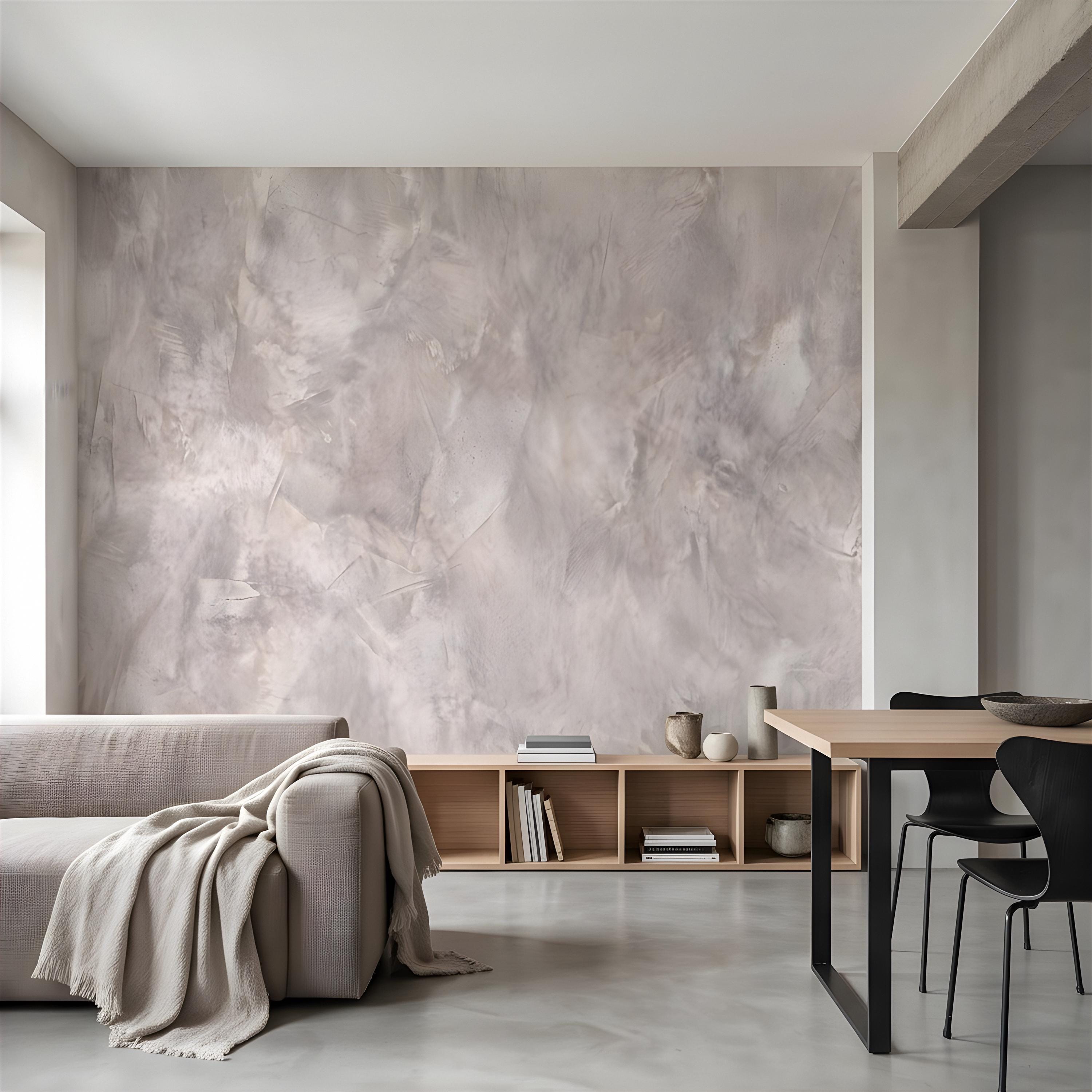 Concrete Microcement Peel and Stick Wall Mural, Raw Architectural Plaster Texture, Minimalist Cement Finish Contemporary Wallpaper