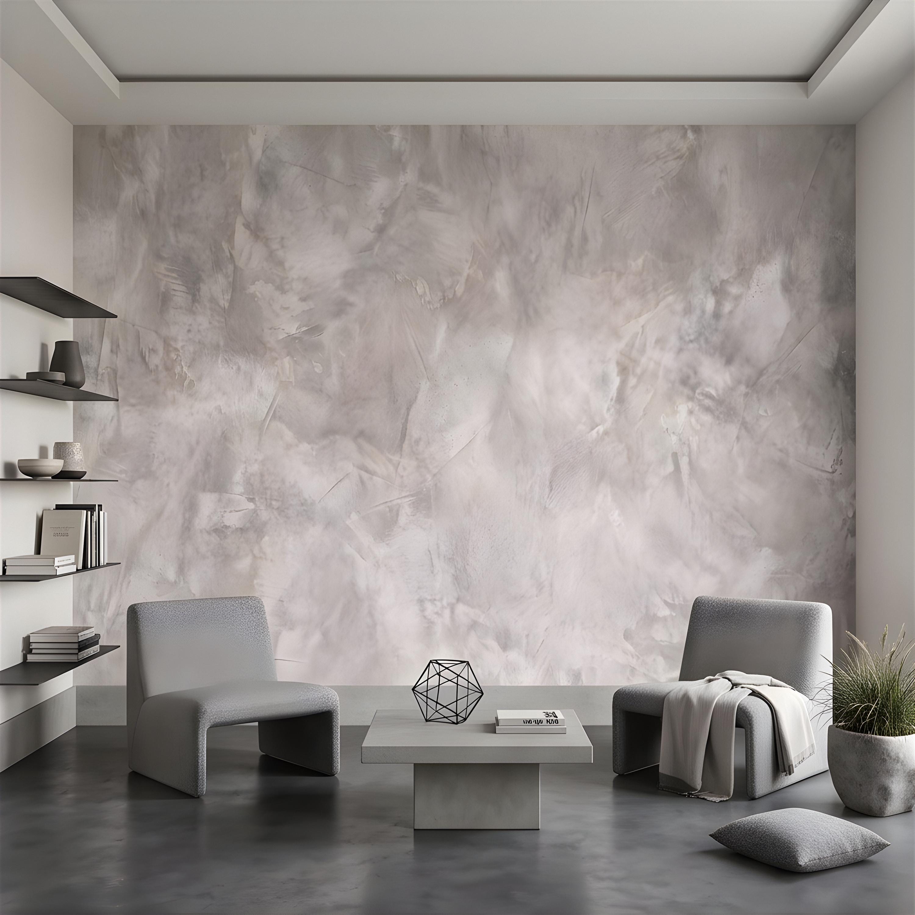 Concrete Microcement Peel and Stick Wall Mural, Raw Architectural Plaster Texture, Minimalist Cement Finish Contemporary Wallpaper