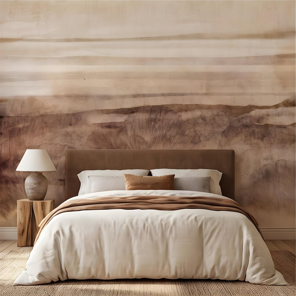 Petrified Wood Peel and Stick Wall Mural, Natural Fossil Grain Texture, Organic Earth Layer Pattern Rustic Mineral Wallpaper