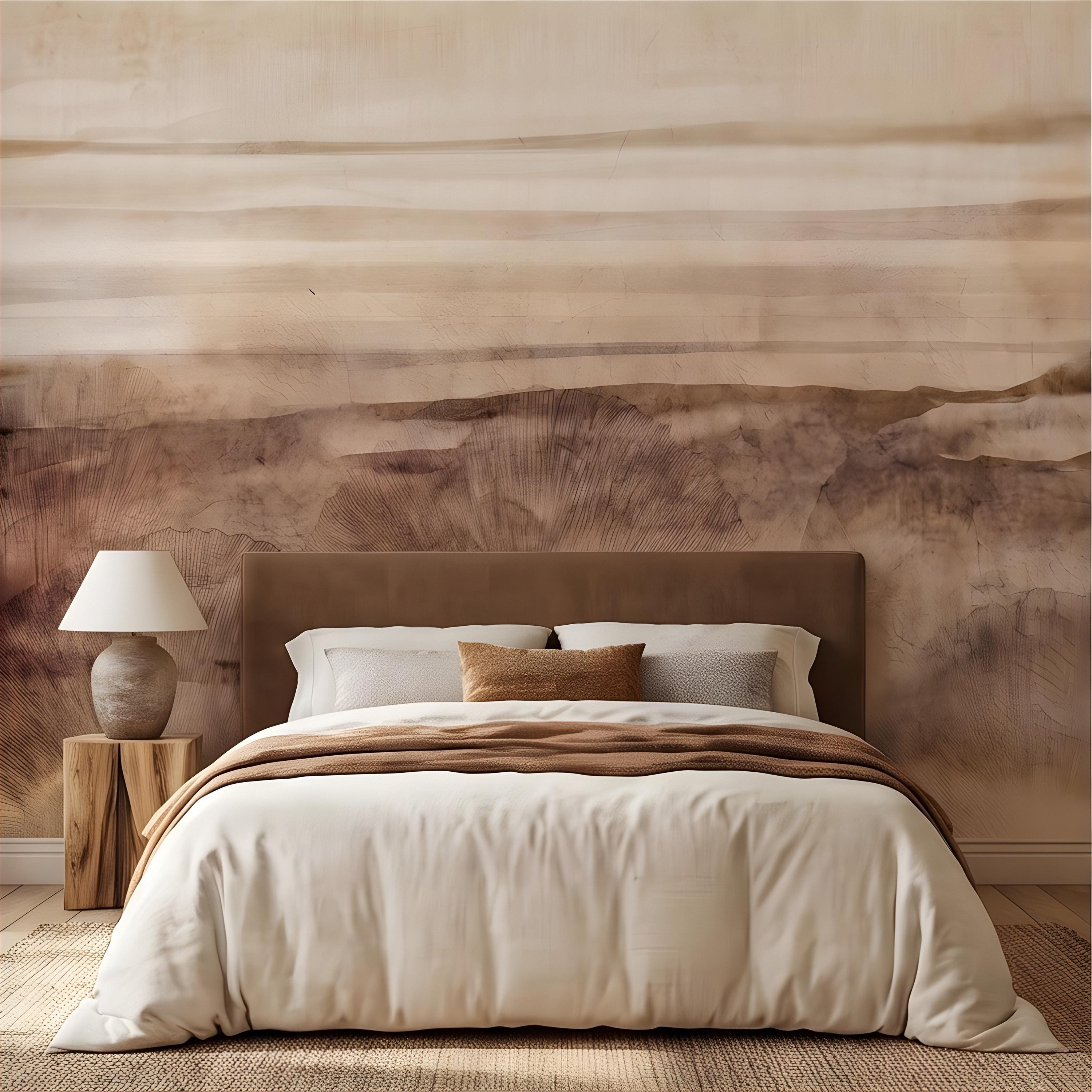 Petrified Wood Peel and Stick Wall Mural, Natural Fossil Grain Texture, Organic Earth Layer Pattern Rustic Mineral Wallpaper