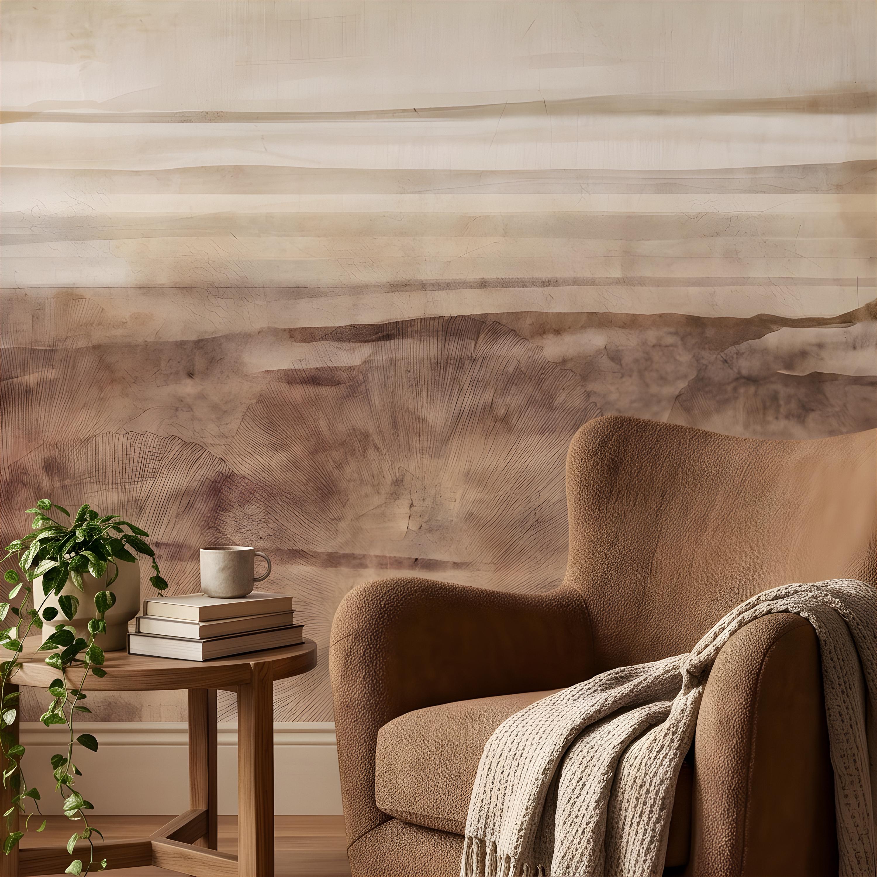 Petrified Wood Peel and Stick Wall Mural, Natural Fossil Grain Texture, Organic Earth Layer Pattern Rustic Mineral Wallpaper