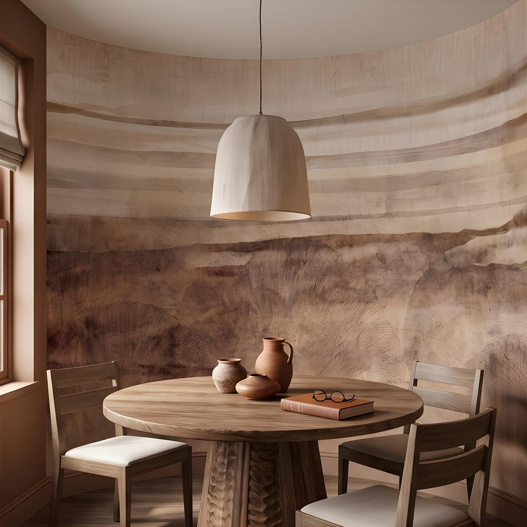 Petrified Wood Peel and Stick Wall Mural, Natural Fossil Grain Texture, Organic Earth Layer Pattern Rustic Mineral Wallpaper