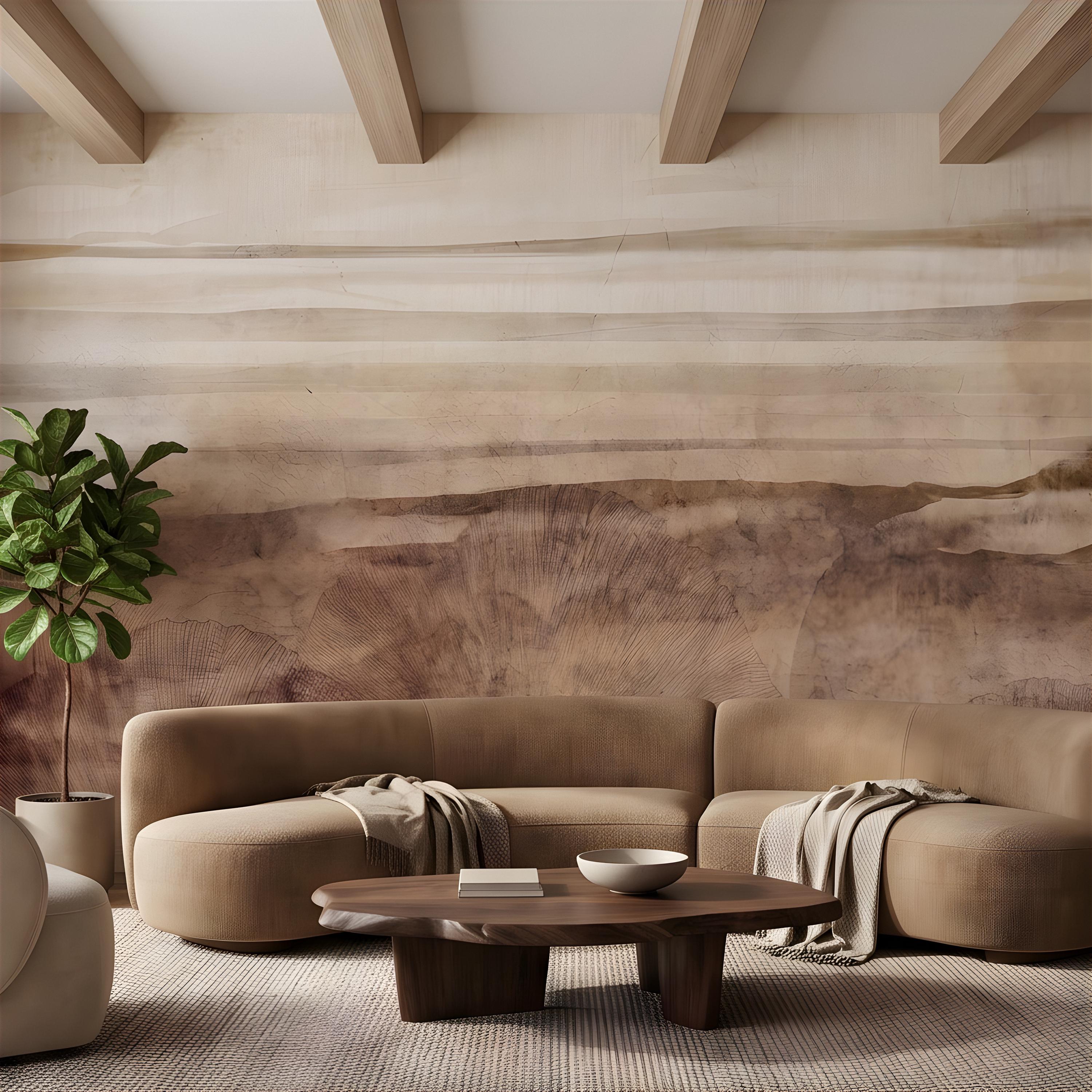 Petrified Wood Peel and Stick Wall Mural, Natural Fossil Grain Texture, Organic Earth Layer Pattern Rustic Mineral Wallpaper
