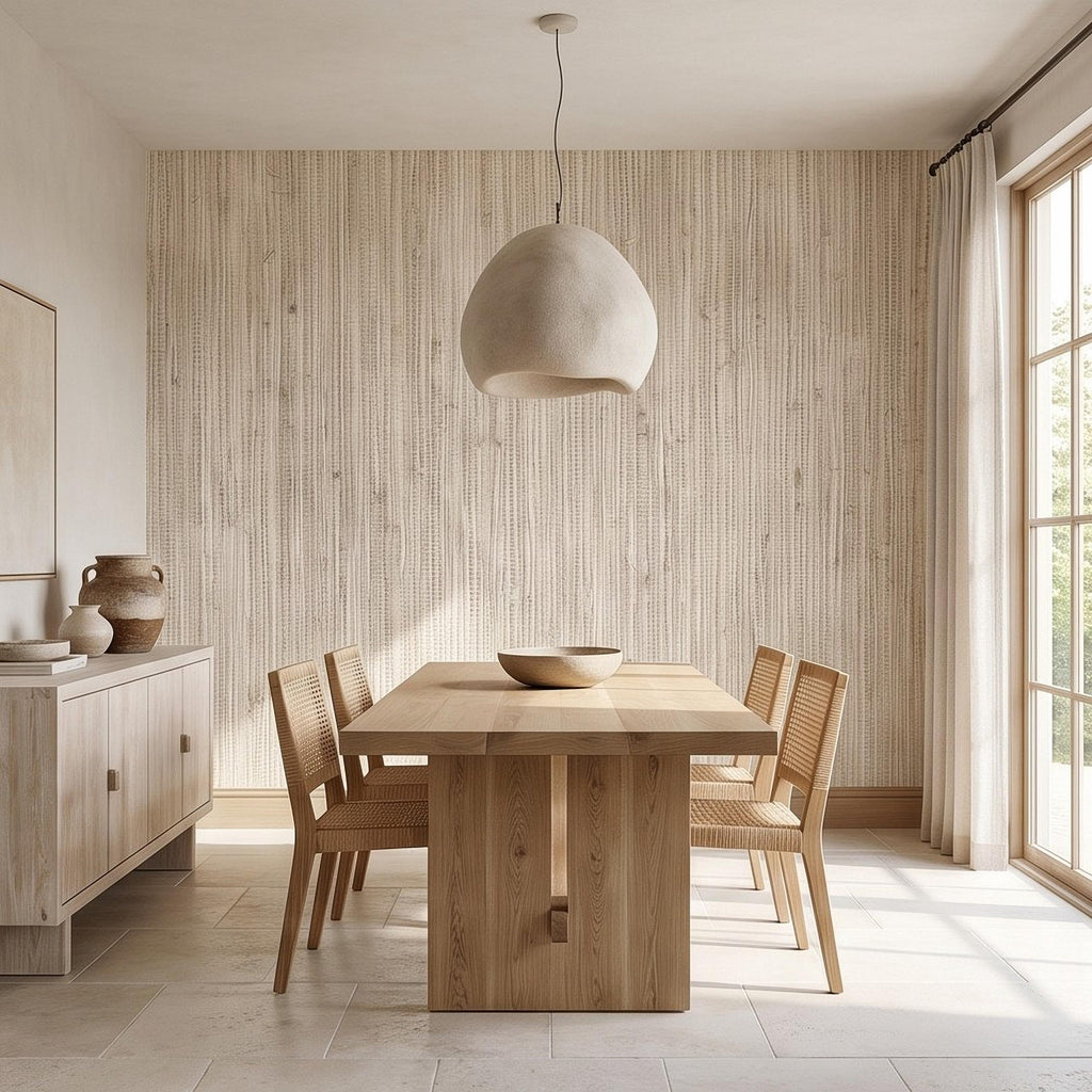 Grasscloth Peel and Stick Wall Mural, Natural Sisal Woven Texture, Neutral Linen Fiber Effect Luxury Organic Wallpaper