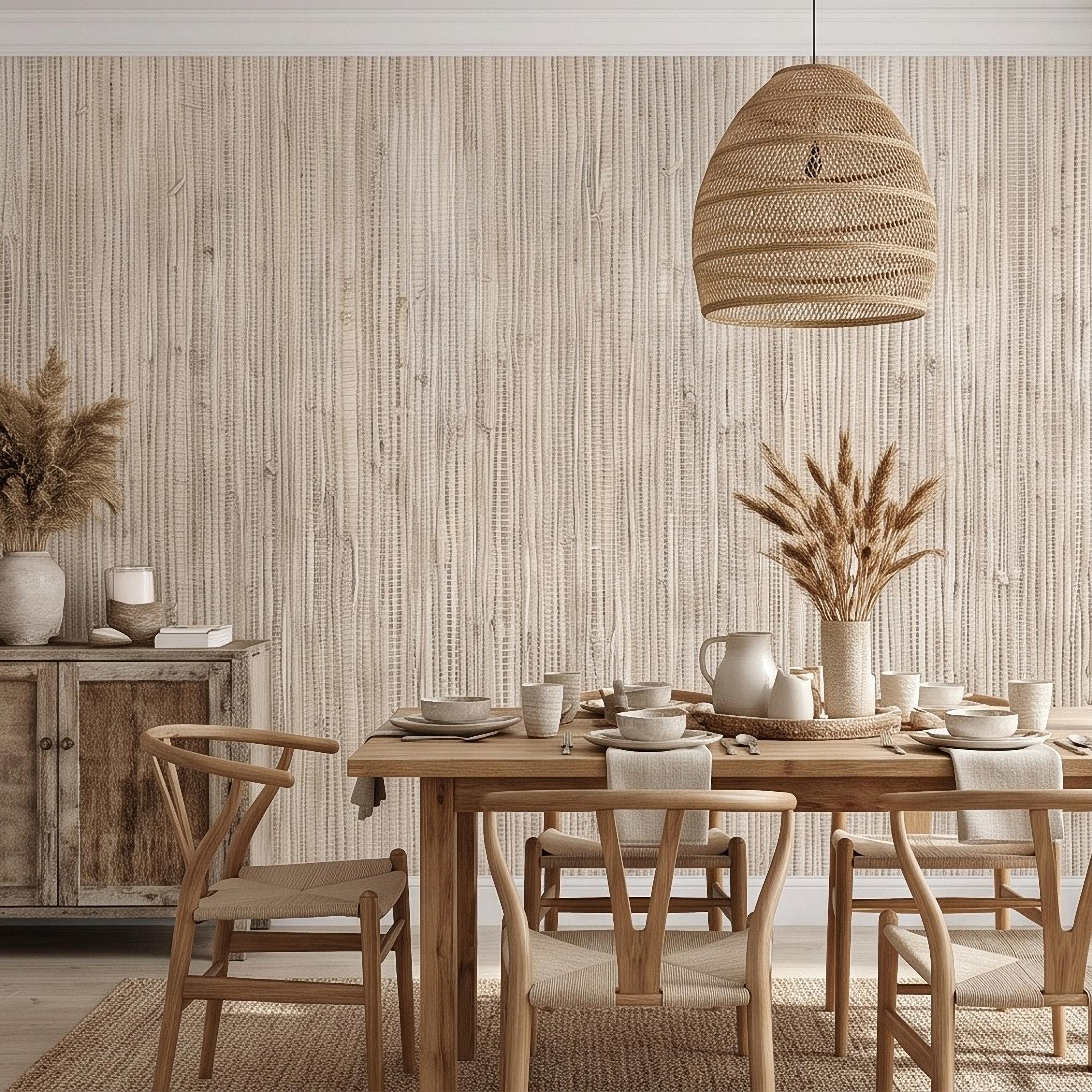 Grasscloth Peel and Stick Wall Mural, Natural Sisal Woven Texture, Neutral Linen Fiber Effect Luxury Organic Wallpaper