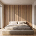 Vertical Faux Wood Slat Panel Peel and Stick Wall Mural, Natural Oak Texture, Scandinavian Wall Panel, Modern Slat Wallpaper
