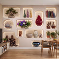 3D Illuminated Wall Niches Peel and Stick Wall Mural, Decorative Built In Alcoves, Sculptural Display Shelves Trompe l'Oeil Wallpaper