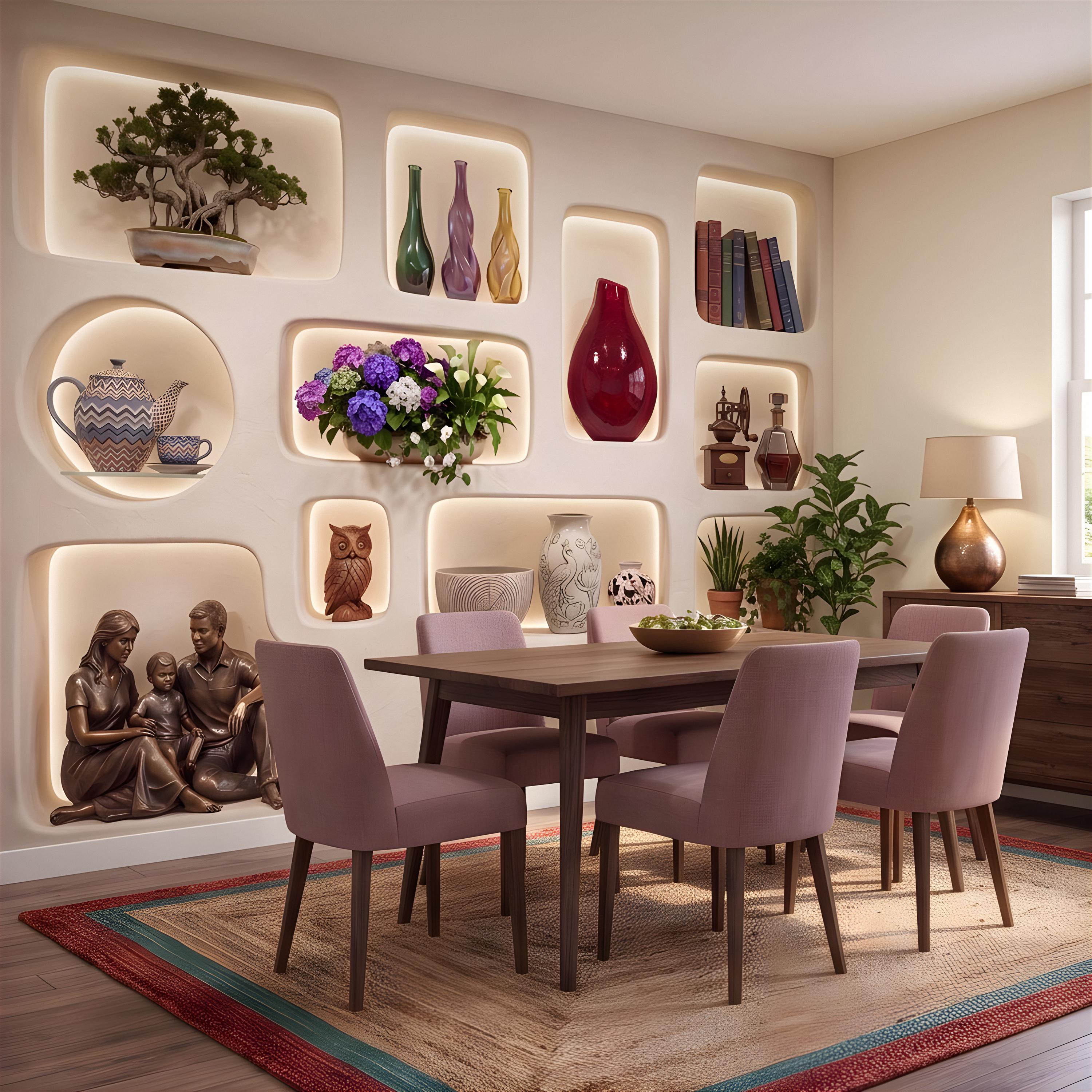 3D Illuminated Wall Niches Peel and Stick Wall Mural, Decorative Built In Alcoves, Sculptural Display Shelves Trompe l'Oeil Wallpaper