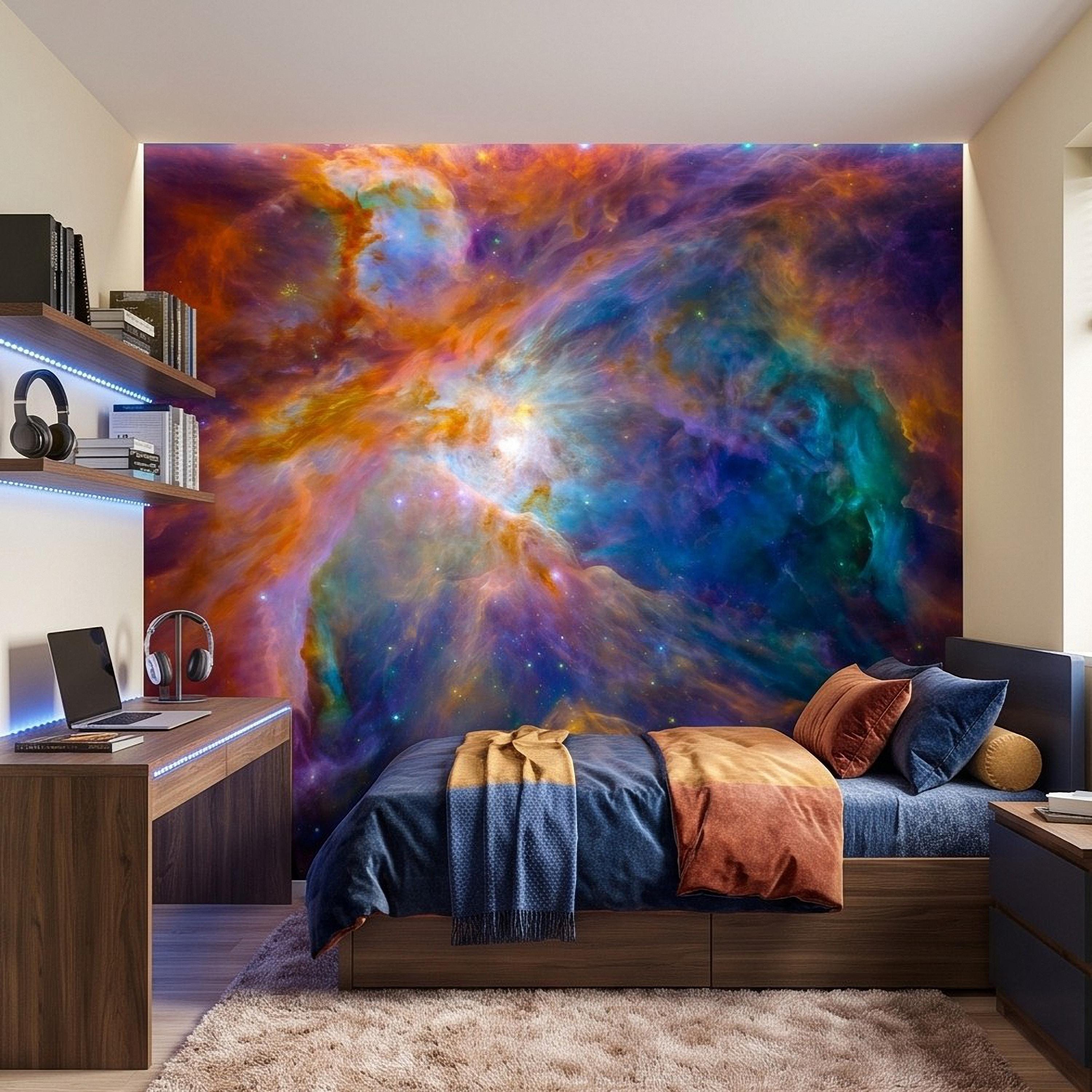 Cosmic Nebula Peel and Stick Wall Mural, Deep Space Galaxy Cloud Colorful Stellar Universe Celestial Night Sky Wallpaper