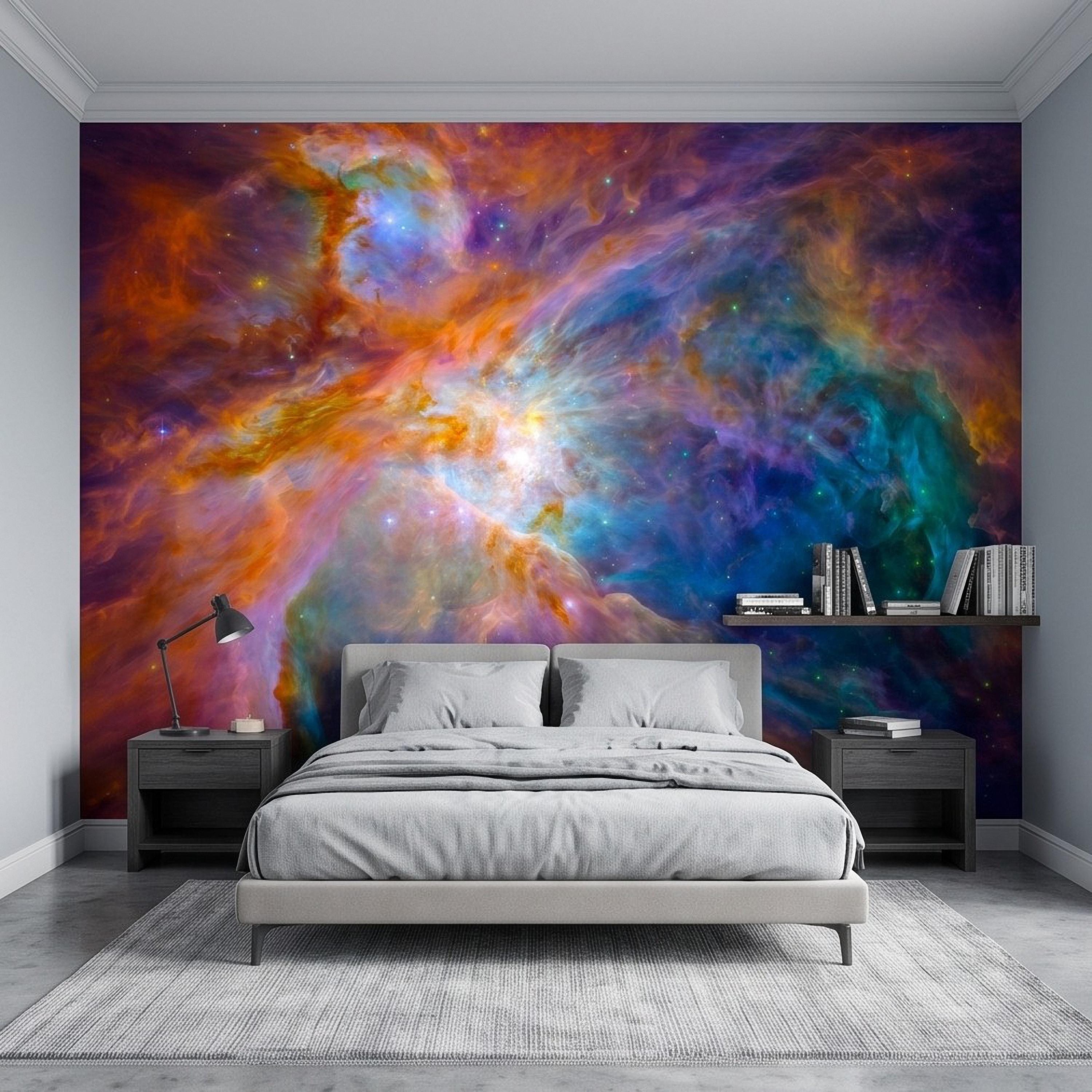 Cosmic Nebula Peel and Stick Wall Mural, Deep Space Galaxy Cloud Colorful Stellar Universe Celestial Night Sky Wallpaper