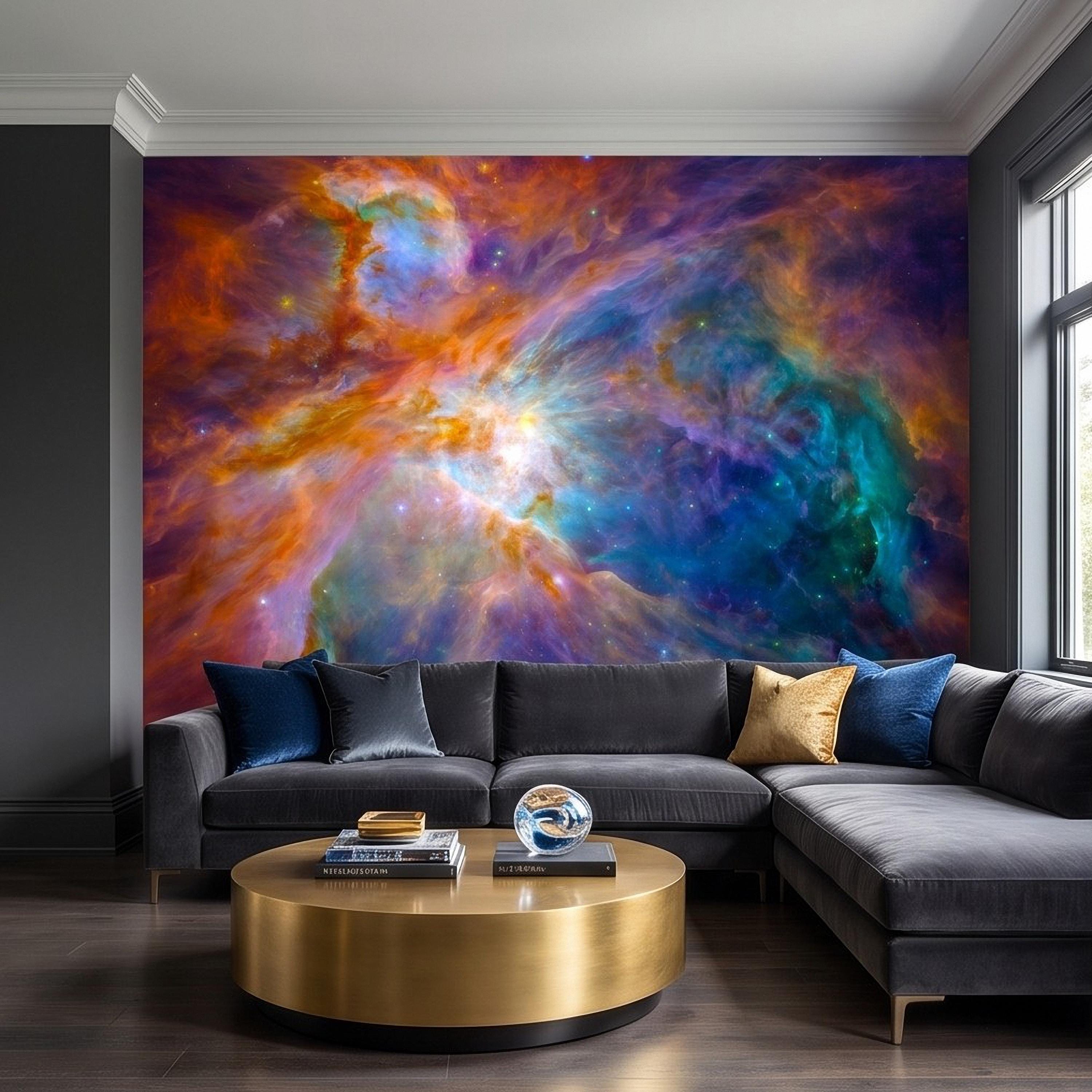 Cosmic Nebula Peel and Stick Wall Mural, Deep Space Galaxy Cloud Colorful Stellar Universe Celestial Night Sky Wallpaper