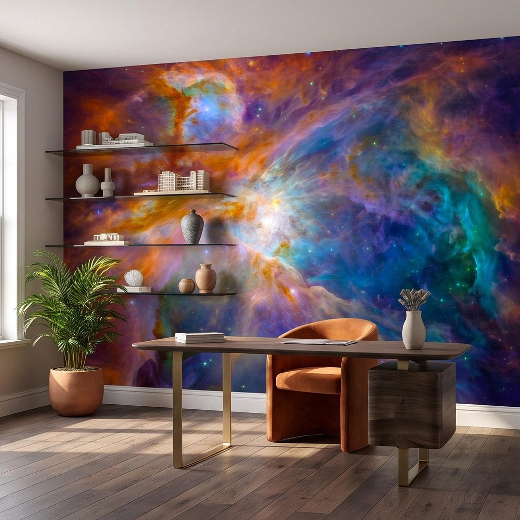 Cosmic Nebula Peel and Stick Wall Mural, Deep Space Galaxy Cloud Colorful Stellar Universe Celestial Night Sky Wallpaper