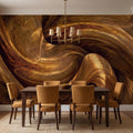 Abstract Wood Grain Peel and Stick Wall Mural, Sculptural Organic Curves, Flowing Timber Texture Contemporary Wallpaper