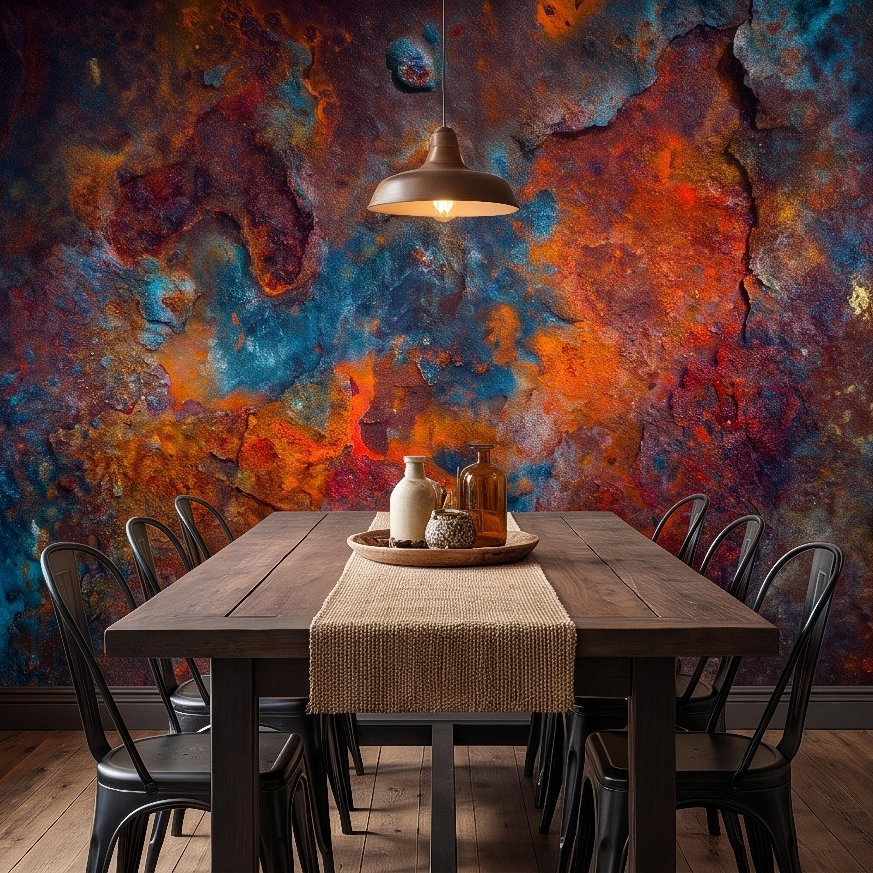 Abstract Rust Texture Peel and Stick Wall Mural, Weathered Oxidized Metal Surface, Industrial Patina Finish Contemporary Wallpaper