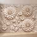 Dahlia Flower Peel and Stick Wall Mural, Sculpted Botanical Relief Warm Ivory Embossed Plaster Look Floral Wallpaper